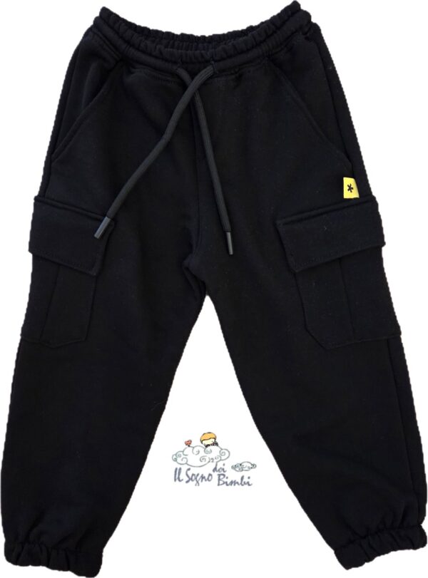 PANTALONE TUTA CARGO COTONE GARZATO NERO SUPERCULTURE