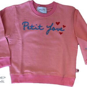 FELPA COTONE GARZATO ROSA RICAMO PETIT LOVE SUPERCULTURE