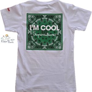 T-SHIRT COTONE RICAMO DAVANTI E STAMPA DIETRO I'M COOL SUPER CULTURE