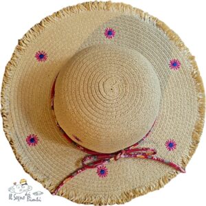 CAPPELLO RAFIA CON FIORELLINI TUC TUC