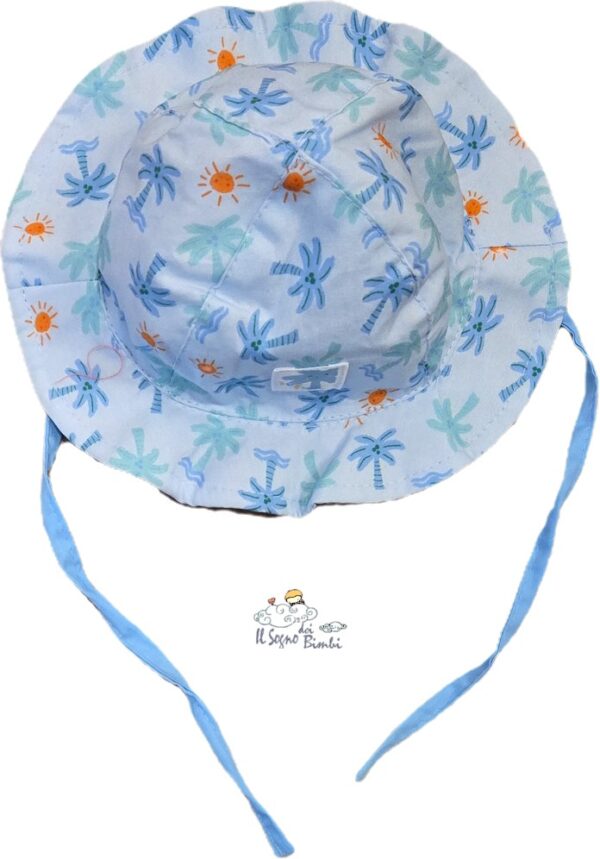 CAPPELLO PESCATORA CELESTE PALME E SOLE TUC TUC