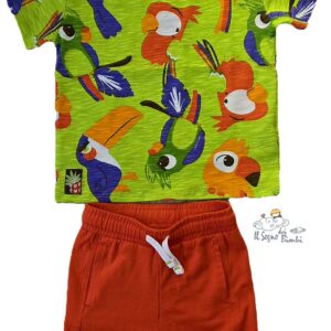 COMPLETO T-SHIRT E PANTALONCINO PAPPAGALLI TUC TUC