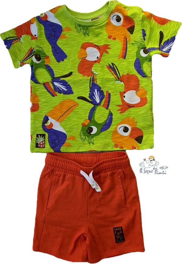 COMPLETO T-SHIRT E PANTALONCINO PAPPAGALLI TUC TUC