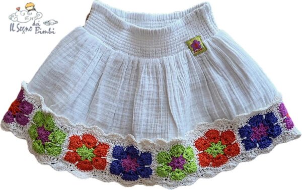 GONNA BIANCO CON RICAMO ORLO FIORI TUC TUC