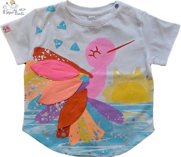 T-SHIRT MANICA CORTA STAMPA UCCELLINO TUC TUC
