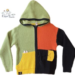 CARDIGAN CON CAPPUCCIO E ZIP COLORATO COTONE TUC TUC