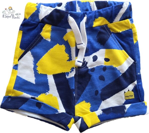 PANTALONCINO BLU, BIANCO E GIALLO TUC TUC