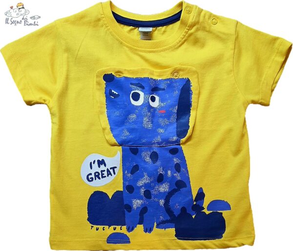 T-SHIRT MANCIA CORTA GIALLA CAGNOLINO TUC TUC