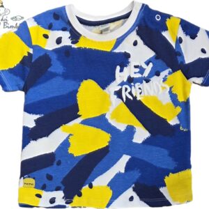 T-SHIRT MANICA CORTA COTONE BLU, GIALLA E BIANCA TUC TUC