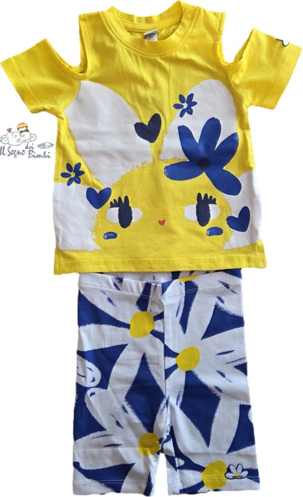 COMPLETO T-SHIRT GIALLA E LEGGINS CICLISTA MARGHERITE TUC TUC