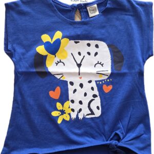 T-SHIRT BLUETTE CON NODO E STAMPA TUC TUC