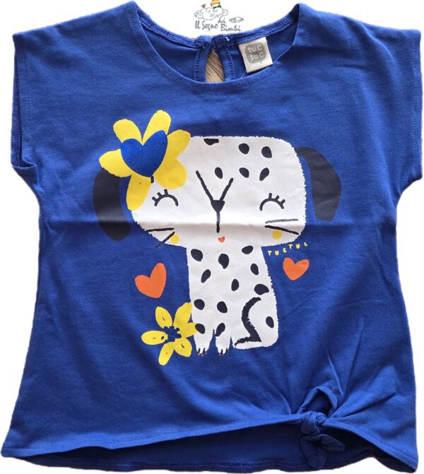 T-SHIRT BLUETTE CON NODO E STAMPA TUC TUC