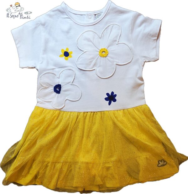 VESTITO MARGHERITE TULLE GIALLO BRILLANTINI TUC TUC