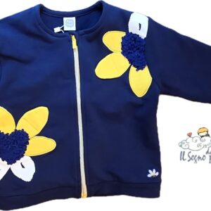FELPA COTONE GARZATO BLU CON ZIP BLU MARGHERITE TUC TUC