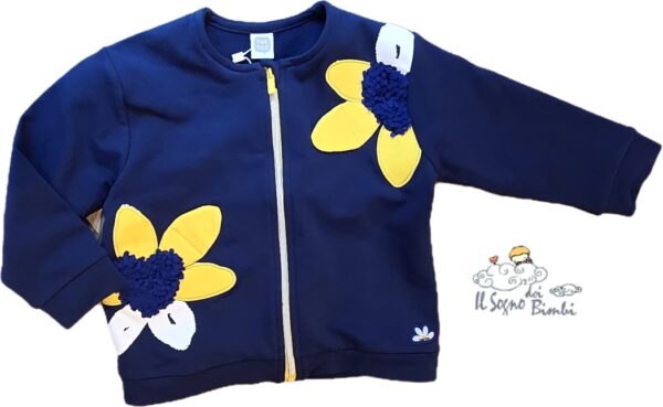 FELPA COTONE GARZATO BLU CON ZIP BLU MARGHERITE TUC TUC
