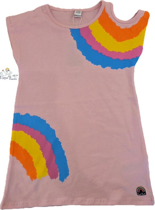 VESTITO ROSA  DISEGNO ARCOBALENO TUC TUC