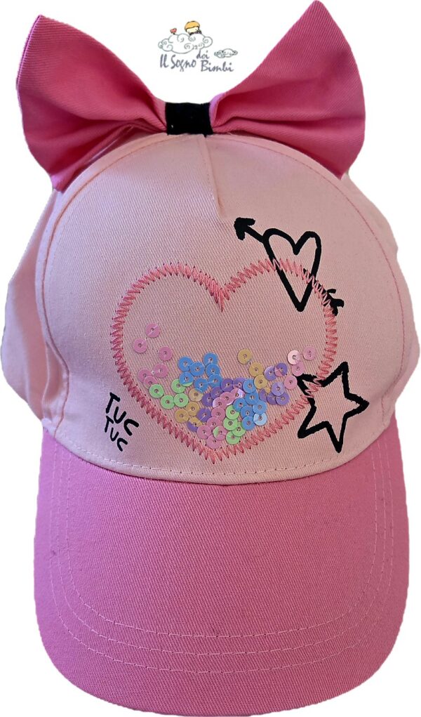CAPPELLO ROSA VISIERA CON FIOCCO TUC TUC