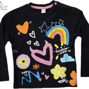 T-SHIRT MANICA LUNGA NERA FANTASIA TUC TUC