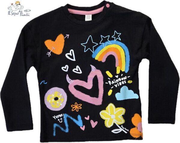 T-SHIRT MANICA LUNGA NERA FANTASIA TUC TUC