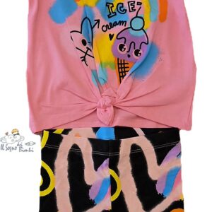 COMPLETO T-SHIRT E LEGGINS CICLISTA LOVE ICE CREAM TUC TUC
