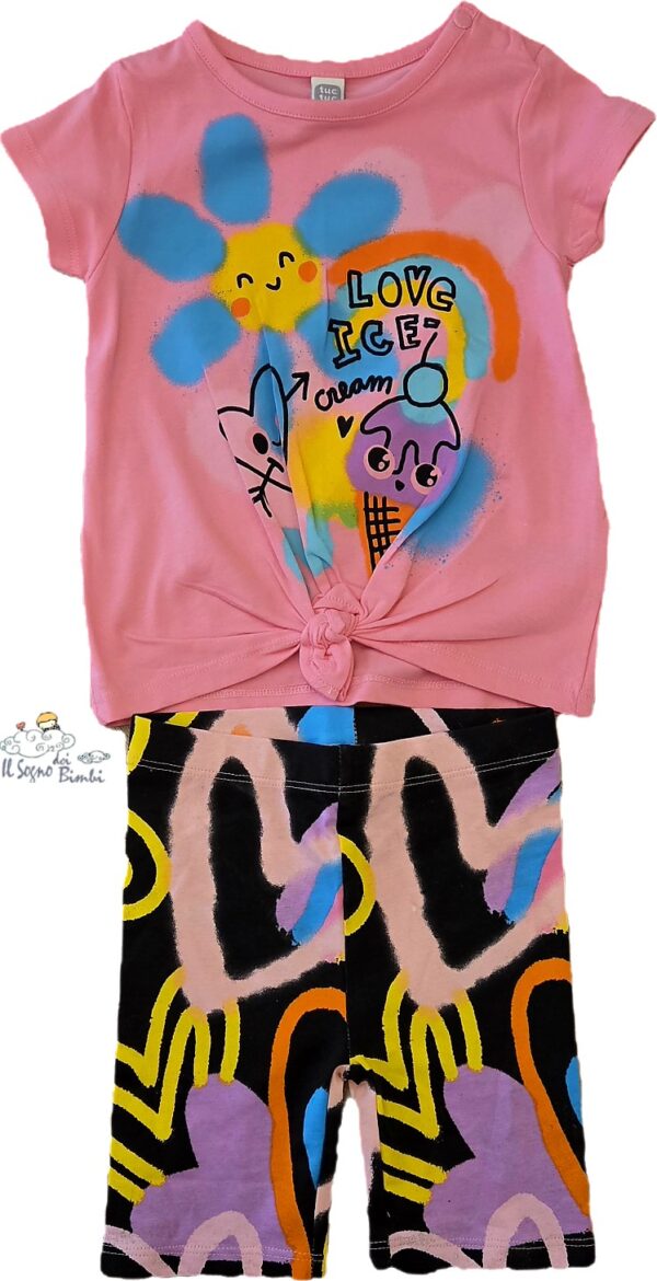 COMPLETO T-SHIRT E LEGGINS CICLISTA LOVE ICE CREAM TUC TUC