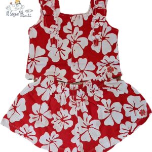 COMPLETO TOP E SHORT ROSSO FIORI BIANCHI TUC TUC