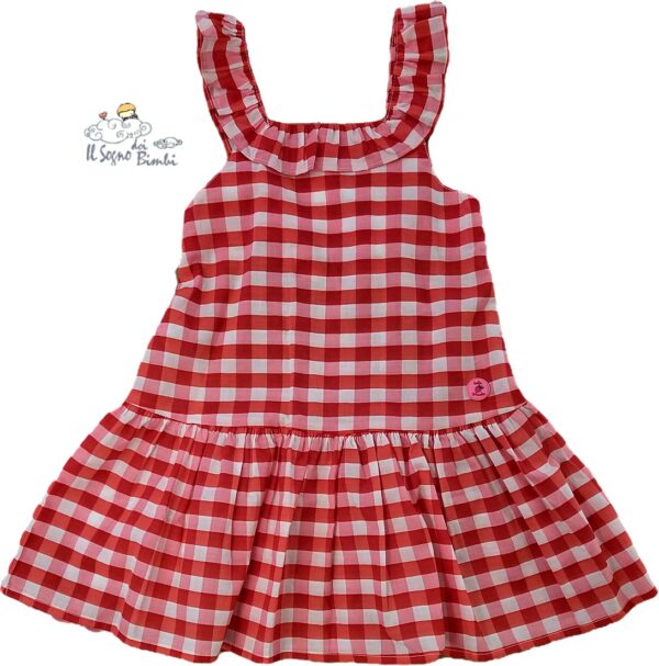 VESTITO SCACCHETTI ROSSI, ROSA E BIANCHI TUTTO PICCOLO