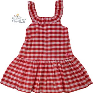 VESTITO SCACCHETTI ROSSI, ROSA E BIANCHI TUTTO PICCOLO